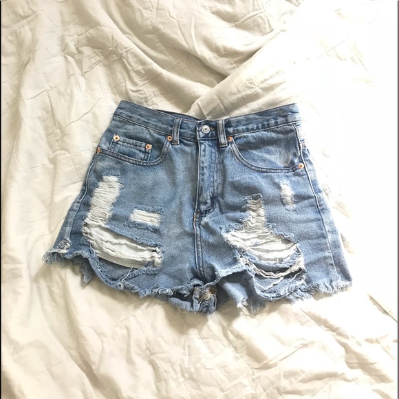 FVR 21 MEDIUM WASH DISTRESSED SHORTS - Picture 1 of 3